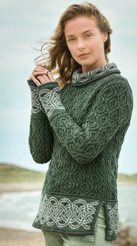 Jacquard sweater med krave. Blå - Billede 2