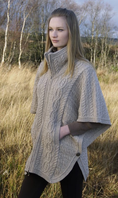 Poncho m. dobbelt krave. Army Grøn - Billede 2